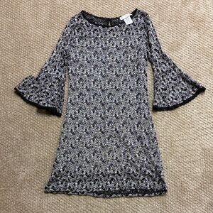 Papillon Blanc Black and White Mini Lace Dress